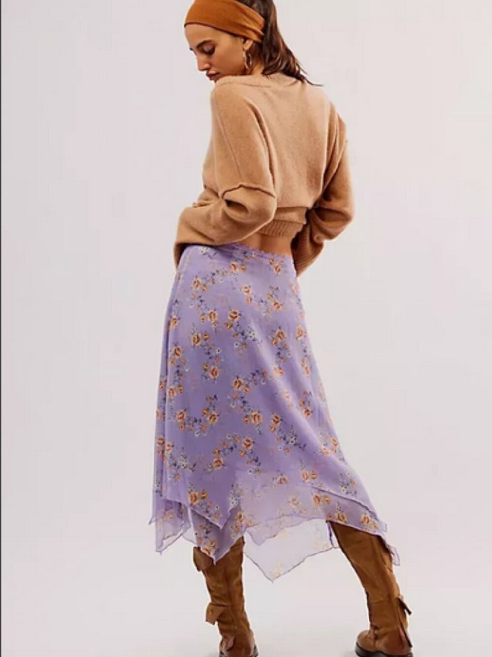 Free People Garden Party Skirt Floral Printed Asymmetrical Zip M - Picture 2 of 3